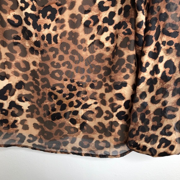 VICI FATE Leopard Print Sheer Balloon Sleeve Blouse Size Small NWT - Picture 13 of 16